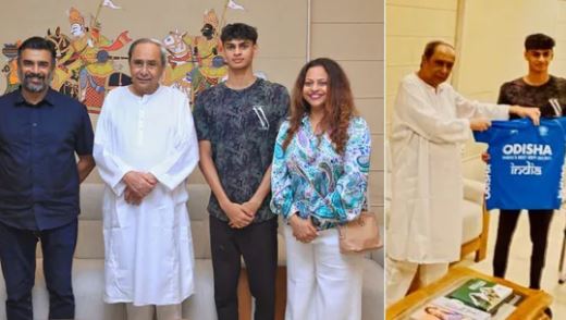 R Madhavan and his son met with Odisha Chief Minister Naveen Patnaik after Vedaant won a gold medal in swimming_AMF NEWS