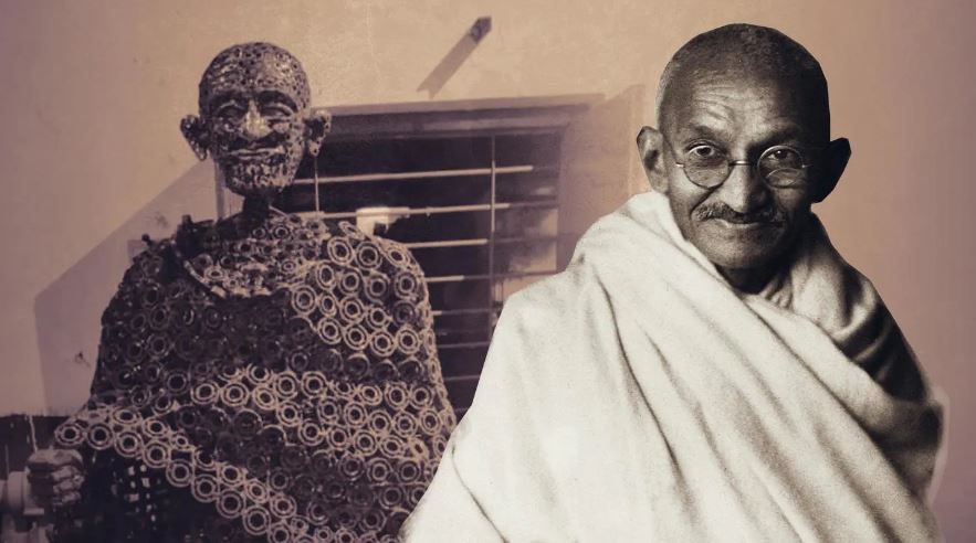 At the Odisha Industrial Training Institute, a statue of Mahatma Gandhi made of scrap is now on display_AMF NEWS