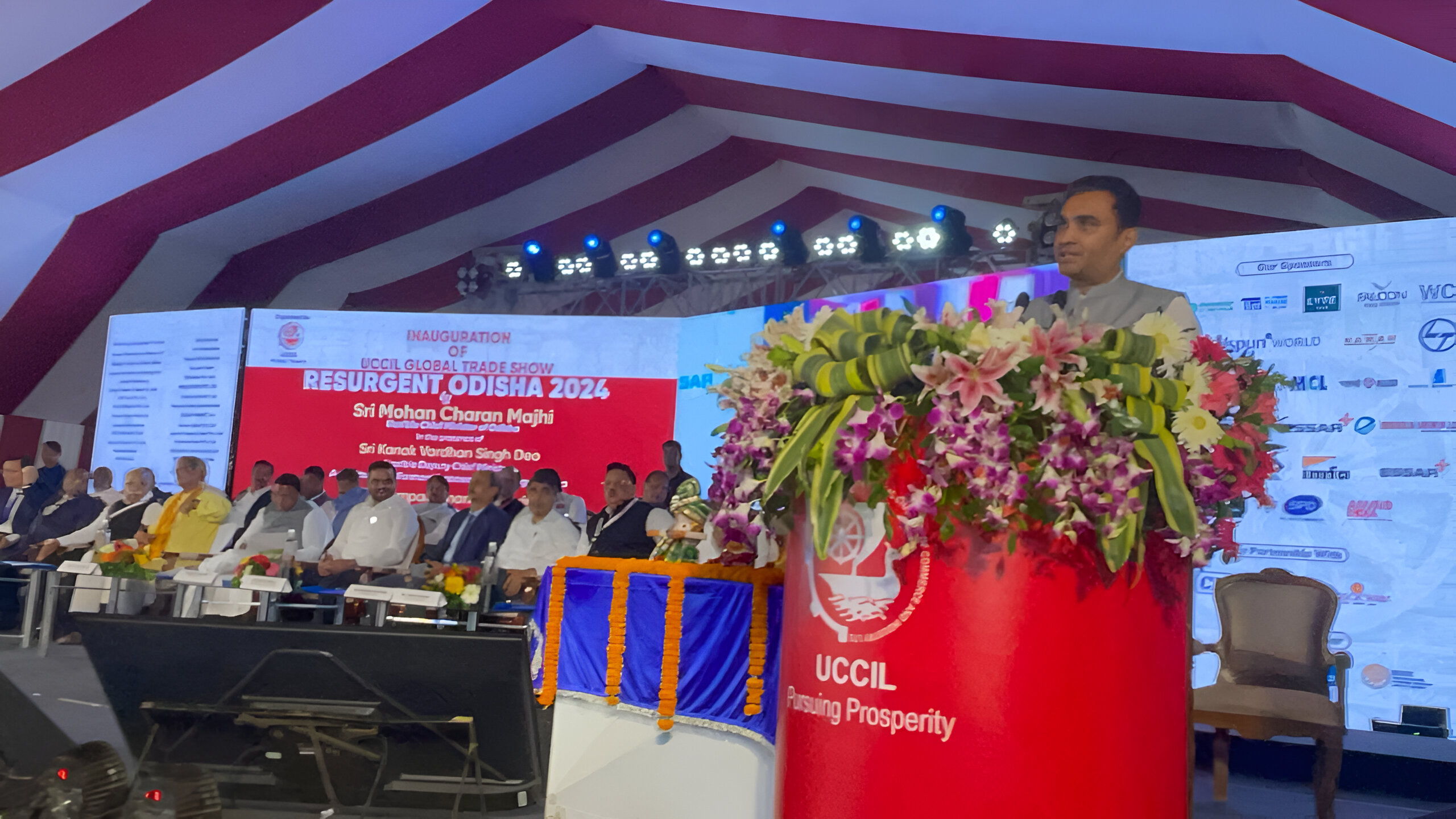 Mr. Chintan Thacker, President of Welspun World, delivering a keynote speech at Resurgent Odisha 2024, held at Janata Maidan, Bhubaneswar, on 30th August 2024, focusing on Odisha's path to industrial excellence_AMF NEWS