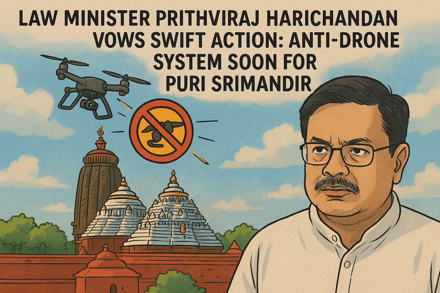 Law Minister Prithviraj Harichandan Vows Swift Action- Anti-Drone System Soon for Puri Srimandir__AMF NEWS